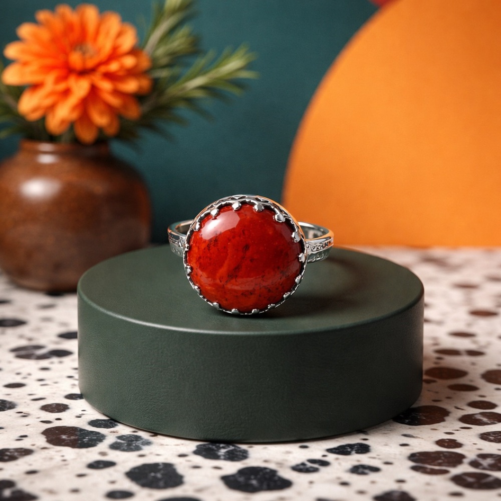 Red Moss Agate Ring - Picture 3 of 12
